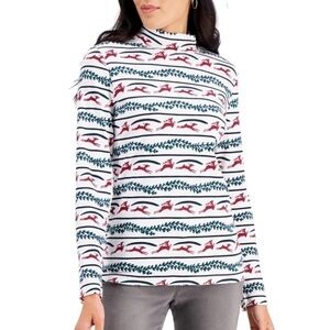 NWT woman’s Karen Scott Christmas reindeer mock turtle neck size medium